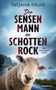 Text: "Tatjana Kruse. Der Sensenmann im Schottenrock. Ein Highland-Krimi." Ein Schaf vor einer schottischen Landschaft., Buch