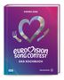"Eurovision Song Contest: Das offizielle Kochbuch." Buntes Cover mit Herz und Besteck, wellige Linien., Buch