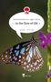 „In the flow of life“ steht auf einer Sprechblase. Ein Schmetterling sitzt auf einer lila Blume. Darunter ein Logo., Buch