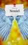 „Noxiel“ von Gabriele Leeb, „story.one – Life is a story“. Blaue Engelsflügel vor gelbem Hintergrund., Buch