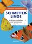 „SCHMETTERLINGE. 70 Arten entdecken und bestimmen.“ Illustrationen bunter Schmetterlinge auf blauem Hintergrund., Buch