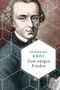 „Immanuel Kant: Zum ewigen Frieden“ steht auf einem sechseckigen Hintergrund. Ein Portrait eines Mannes ist sichtbar., Buch