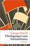 Text: "George Orwell, Überlegungen zum Nationalismus, Fünf Essays". Illustration von Händen mit Fahnen in Rot- und Beigetönen., Buch