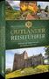 Der Text auf dem Cover lautet: "DER INOFFIZIELLE OUTLANDER REISEFÜHRER. Entdecke die Schauplätze aus den Büchern und Serien." Darunter Bilder einer Burg und Landschaften., Buch