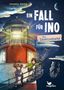 Titel: "Ein Fall für Ino - Der Inselschatz." Zwei Kinder auf einem Leuchtturm, Fledermäuse fliegen. Logo mit Wal., Buch
