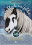 „Die Pferde aus Goldur – Das Blaue Band“ von Sabine Giebken. Buchcover mit Pferd vor dekorativem Hintergrund., Buch