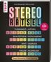 Text: "STEREO RÄTSEL", "mit 600 Kopfnüssen", "Zwei Hinweise. Eine Lösung." Buntes Design mit Wortfeldern, gelöst: "WASSER HAHN"., Buch