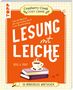 „Lesung mit Leiche“ in Weiß auf Orange, darüber ein Logo „Cranberry Creek Cosy Crime“, darunter Bücher und eine Tasse., Buch