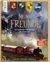 „Meine Freunde: Das magische Freundebuch für Potter-Fans.“ Eine Burg, ein Zug und eine Eule vor nächtlicher Kulisse., Buch