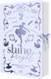 "shine bright" oben Ballettschuhe und Tänzerin, unten Ballerinakleid, Schwäne und verschnörkelte Motive., Buch