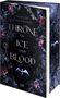 "THRONE OF ICE AND BLOOD" von Marion Blackwood. Dunkles, mystisches Design mit roten Rosen und einem Drachen., Buch