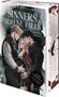 Text: "Mimi Kylling, Sinners of Serene Falls, Rage & Ruin, Dark Romance ab 18 Jahren." Illustration: Drei junge Menschen in naher Umarmung., Buch