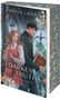 „Darkest of Truths: Thornwick Island“ von Anna Lane. Zwei Personen, eine Frau mit Blume, ein Mann mit Buch, stehen nebeneinander., Buch