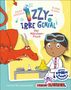 Titel: "IZZY - IRRE GENIAL: Der Märchen-Fluch". Zwei Kinder, eines mit Schutzbrille, neben einem roten Drachen und einem Vulkanexperiment., Buch