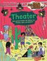 „Theater: Was passiert hinter der Bühne von Theater, Oper und Ballett?“ Illustration von einer bunten Bühnenszene., Buch