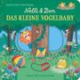 „Nelli & Ben: Das kleine Vogelbaby“ steht über einem bunten Waldbild mit Tieren und einer bunten Spielzeuglandschaft., Buch