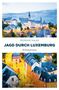 „Romain Haas, Jagd durch Luxemburg, Kriminalroman“. Oben Altstadtansicht, unten beleuchtete Gasse, beide mit klassischen Gebäuden., Buch