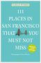 Titel: "111 Places in San Francisco That You Must Not Miss". Illustration einer roten Brücke., Buch