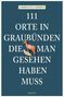 Buchcover: "111 Orte in Graubünden die man gesehen haben muss". Illustratives Bild eines Steinbocks. Autor: Christian Löhden., Buch