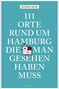 Text: "JOCHEN REISS, 111 ORTE RUND UM HAMBURG DIE MAN GESEHEN HABEN MUSS, emons:". Illustration: kleines Haus mit rotem Dach., Buch