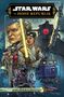 „Star Wars: Die Hohe Republik – Abenteuer, Zurück nach Valo“, Illustration mit verschiedenen Charakteren und Lichtschwertern., Buch