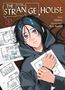 "The Strange House", "5", "Story Uketsu", "Zeichnungen Kyo Ayano". Person mit blauen Augen und Bauplänen auf Holzfußboden., Buch
