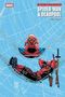"Spider-Man & Deadpool" Text oben rechts. Spider-Man und Deadpool entspannen in einem Spinnennetz auf blauem Hintergrund., Buch