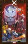 Text: "X-MEN: AGE OF REVELATION BAND 3 (VON 3) WELT DER OFFENBARUNG". Illustration mit Superhelden, großem Gesicht im Hintergrund., Buch