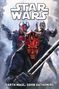 "Star Wars: Darth Maul: Sohn Dathomirs." Drei Kämpfer mit Helmen und Waffen, einer hat ein rotes, gehörntes Gesicht., Buch