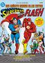 "Das größte Rennen aller Zeiten" zeigt Superman und Flash im Wettlauf. Heldengruppe jubelt, darunter Wonder Woman und Batman., Buch