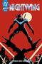 Nightwing-Illustration: Ein stilisierter Held vor rotem Hintergrund, über einer Stadt, mit dem Text "Zirkus des Grauens"., Buch