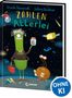 "Zahlen Allerlei" von Ursula Poznanski und Sabine Büchner. Bunte, skurrile Figuren und Zahlen im Weltraum, Loewe-Logo unten., Buch