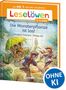 "Die Monsterpflanze ist los!" Zwei Kinder fliehen vor einer riesigen, bedrohlichen Pflanze in einem farbenfrohen Comic-Stil., Buch