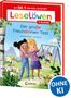 „Leselöwen 1. Klasse: Der große Freundinnen-Test“ zeigt zwei Mädchen umarmend auf einem Spielplatz. Logo „OHNE KI“., Buch