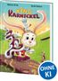 "Markus Orths, Sarah Garbers, King Karnickel. Ein fröhliches Kaninchen mit Krone und Umhang auf einer Blumenwiese.", Buch