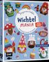 Titel: "Amigurumis häkeln Wichtel MANIA". Untertitel: "Kunterbunte Zwerge mit Zubehör". "MIT VIDEO-ANLEITUNGEN". Cover mit bunten gehäkelten Zwergen und Zubehör., Buch