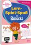 "Lern-Spiel-Spaß mit Pumuckl" in großen, bunten Buchstaben. Illustration von Pumuckl, dem Kobold, und Aufgabenblättern., Buch