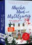 "Masche, Mord und Mistelzweig", Autoren: Sandra Andrea Huber und Claudia Eisenkolb. Illustration mit winterlichem Haus., Buch