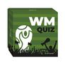 "WM QUIZ" begleitet von einem stilisierten Logo und jubelnden Fan-Silhouetten auf einem grün gestreiften Hintergrund.