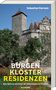 "Burgen Klöster Residenzen" in Weiß und Gelb. Hintergrund zeigt eine historische Steinburg mit grünem Laub., Buch