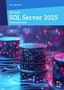 „Microsoft SQL Server 2025 Administration“ von Dirk Angermann auf blauem Hintergrund, abstraktes Datenbankmotiv., Buch