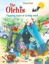 "Die Olchis", "Camping kann so krötig sein!", "Erhard Dietl". Illustration mit grünen Wesen beim Campen., Buch