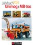 "Jahrbuch 2026 Unimog & MB-trac" gefolgt von Bildern von drei Geländefahrzeugen in verschiedenen Umgebungen, darunter eine Schneefräse.
