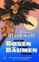 Text "Chris Blackwell, Als die Boxen in den Bäumen hingen". Illustration: Palmen, Lautsprecher, Sonne, Retro-Stil., Buch