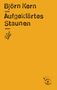 "Aufgeklärtes Staunen" von Björn Kern, orangefarbener Hintergrund, Illustration mit Auge und Ast., Buch