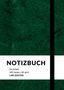 "NOTIZBUCH. A4 dotted, 100 Seiten | 90 g/m², LIWI EDITION." Grüner Hintergrund mit schwarzem Streifen., Buch