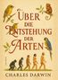 „Über die Entstehung der Arten“, Charles Darwin. Illustration von Evolutionsstufen und verschiedenen Tieren., Buch