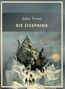 Text: "Jules Verne, Die Eissphinx". Ein Gemälde zeigt ein gestrandetes Segelschiff in einer eisigen Landschaft mit Menschen., Buch