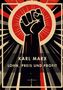 "Karl Marx: Lohn, Preis und Profit." Illustration: Eine erhobene Faust vor roten Strahlen., Buch