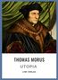 "THOMAS MORUS UTOPIA LIWI VERLAG." Ein Porträt eines Mannes in Renaissance-Kleidung vor grünem Vorhang., Buch